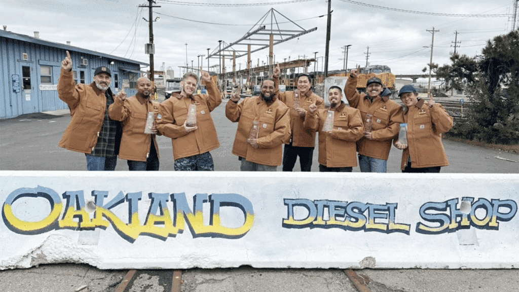“It’s a tightknit group,” said UP Senior Manager Dave Victores of the railroaders at the Oakland, Calif., locomotive shop who have achieved a safety milestone. “They actively care and look out for each other.” (UP Photograph)
